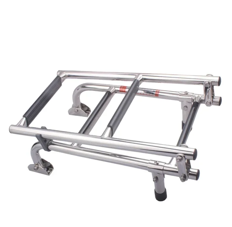 Stainless Steel Folding Ladder 4-steps Launching Ladder Marine Hardware Yacht Accessories