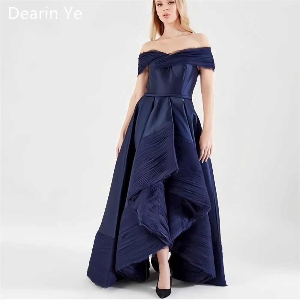 

Customized Saudi Arabia Prom Dress Dearin Off-the-shoulder A-line Floor Length Skirts Fold Bespoke Occasion Dresses Formal Even