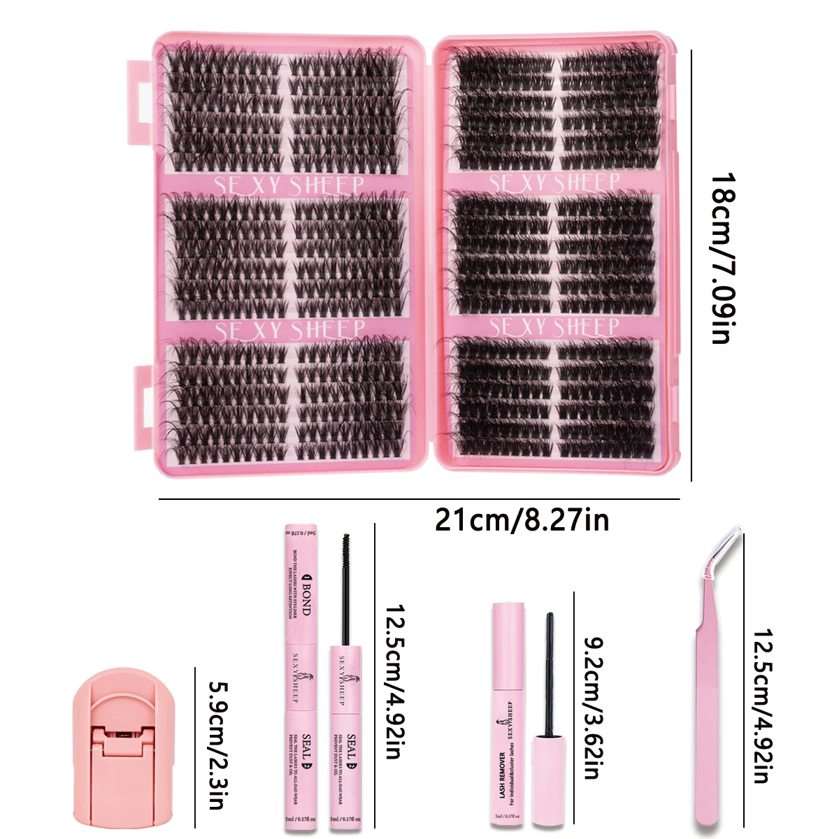 Kit de livre de cils multi-styles, mélange naturel moelleux de longueur, cils individuels avec pince à épiler, liaison et joint, dissolvant, pince à cils, maquillage
