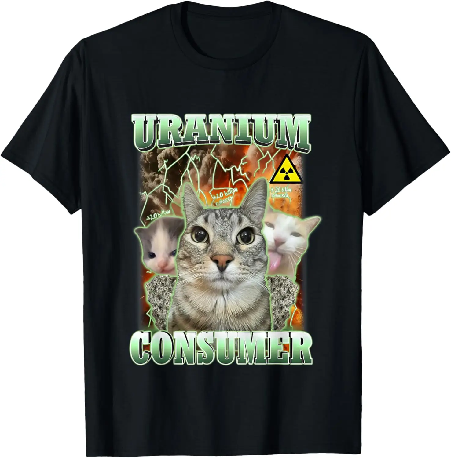 Funny Dank Memes Uranium Consumer Silly Cat Unhinged T-Shirt 100% Cotton Trendy Y2K Short-Sleeve Tee-Soft, Quick-Drying,