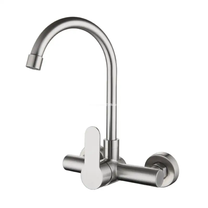 Convenient Wall Mount Kitchen Tap Metal Wall Mounted Kitchen Faucet for House Dropship