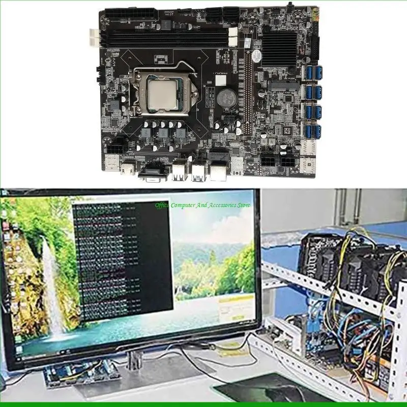 U55C B75 Mining Motherboard 8 USB3.0 PCIe Graphics Card Slot DDR3 BTC Mining Miner