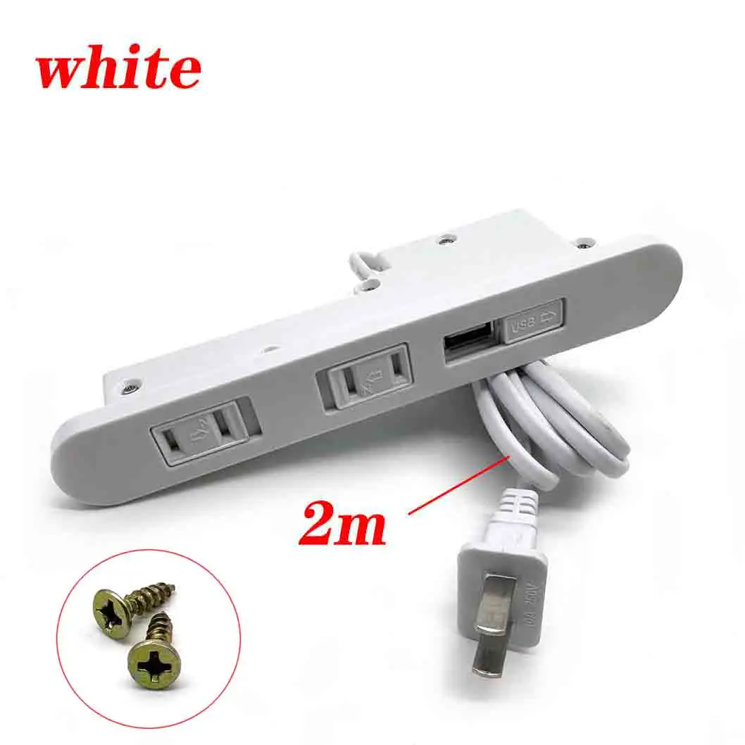 5V 2A Table Hidden power Sockets 2 Outlet 1 USB  Embedded Power Bedside Table Row Office Desktop 110V 220V Black white Socket