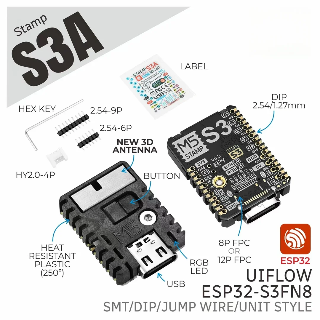 Official M5Stack Stamp S3A ESP32S3 Embedded Module IoT Core Board