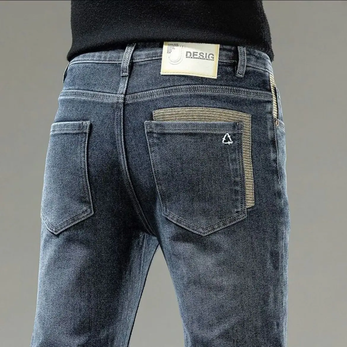 

Джинсы нового стиля, мужские модные эластичные маленькие прямые универсальные повседневные брюки в корейском стиле