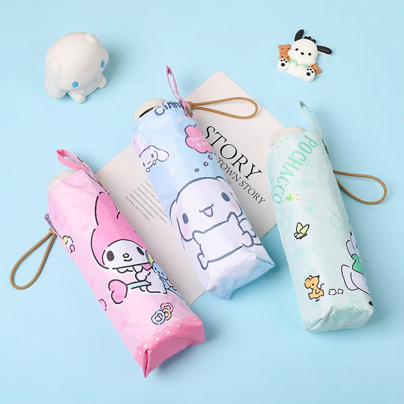 MINISO Sanrio Umbrella Cinnamoroll Vinyl Sunscreen Mini Pocket Rain or Shine Umbrella Cartoon Peripherals Girls\' Holiday Gifts