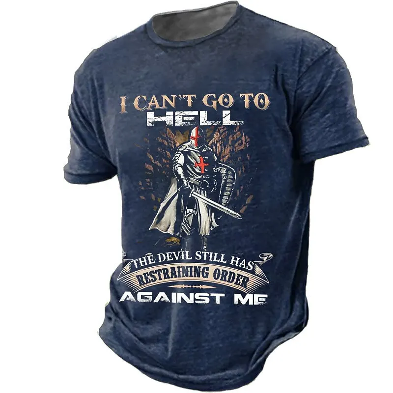 Crusader Knights Print T Shirt For Men Summer Casual O-neck Short Sleeve Tops Street Hip Hop Vintage Clothes Fashion Loose Tees