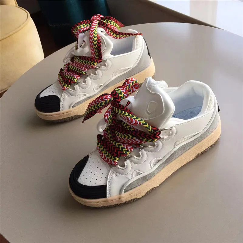 

2023 Women's Flat Thick Sole Running Shoes Mixed Color Patchwork Casual Fashion Sneakers Flat Heel Comfortable Indoor Shoes