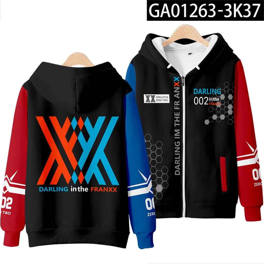 Japan Anime Darling In The Franxx Cosplay Costume HIRO ZERO TWO ICHIGO MIKU KOKORO Unisex 3D Hoodies Zipper Hooded Sweatshirts