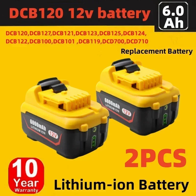 

Cordless/Rechargeable for Dewalt DCB120 Lithium ion Batteries 12V 6.0Ah Battery DCB124 DW089LG DCD701F2 Power Tools/Laser Level