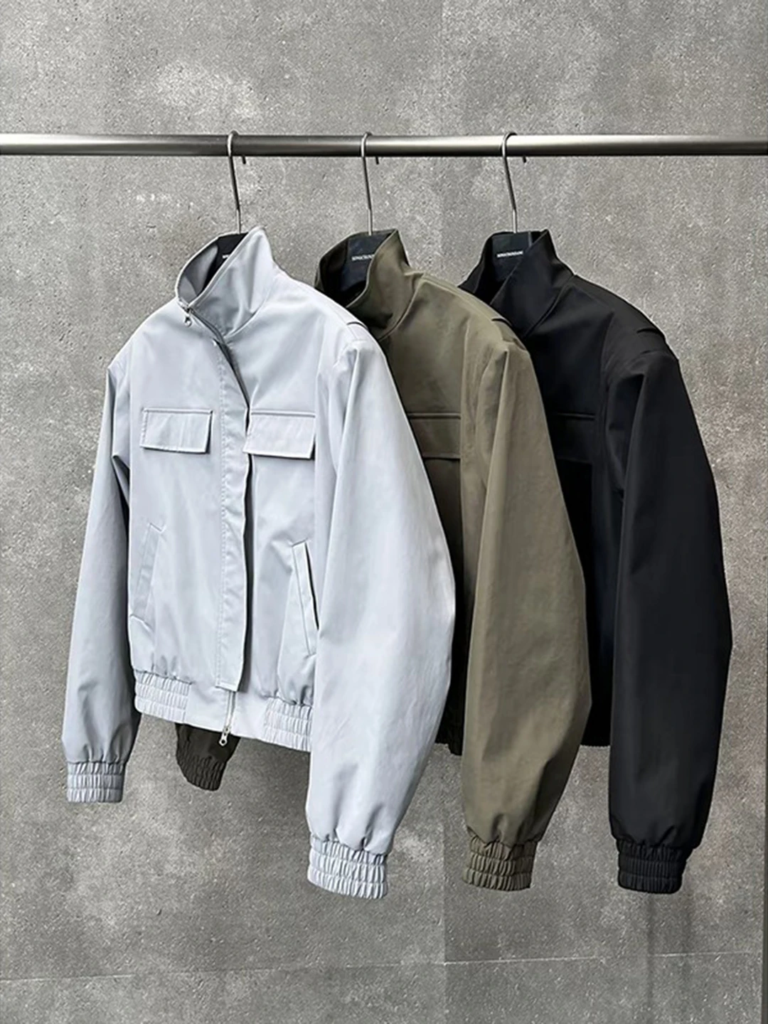 

Blue ey ort Workwear Jaet Men's Sle Stand Collar Ranger Coat American Retro Autumn Men's Faion Polyester Fiber