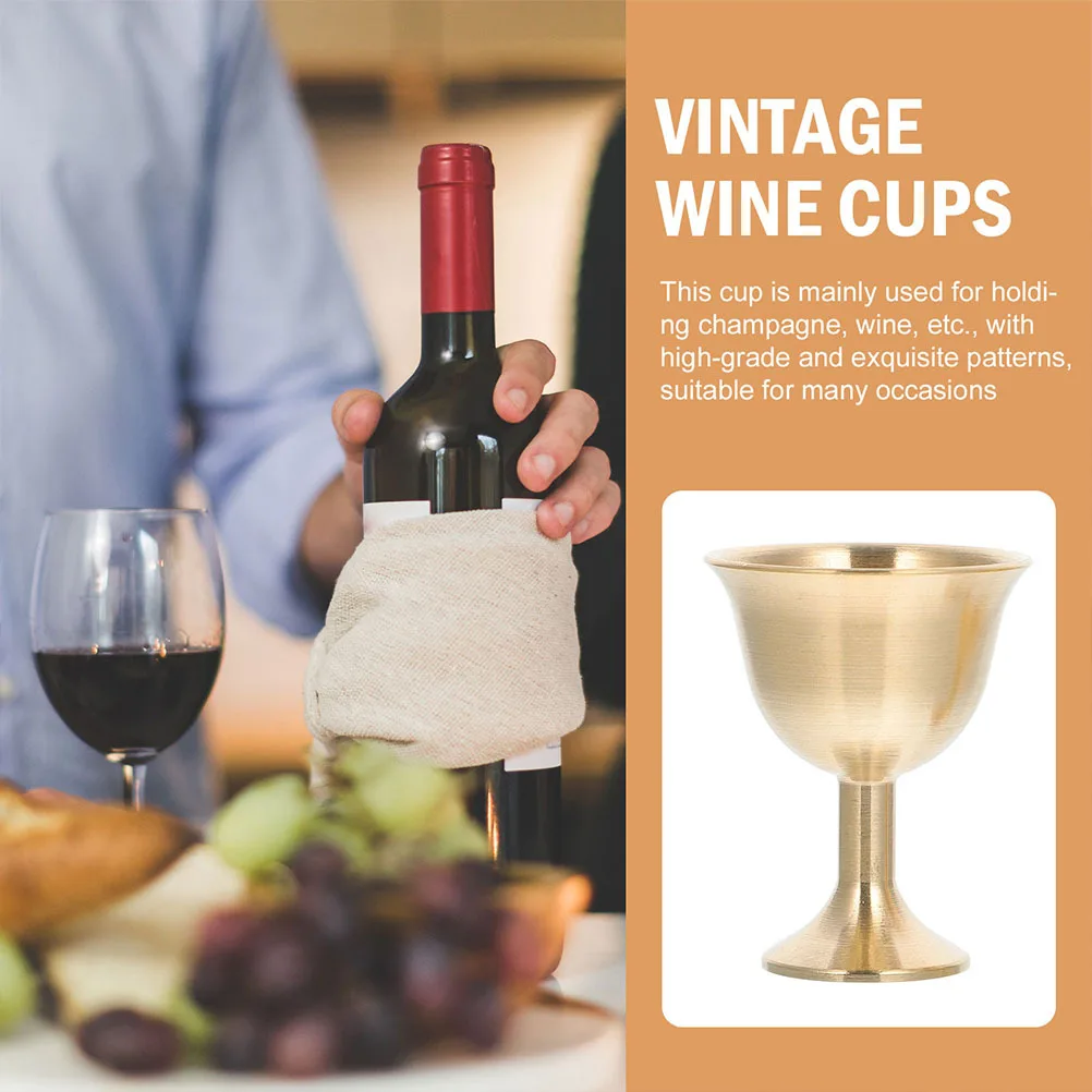 

Brass Chalice Retro Elegant Temple Cup Smooth Surface Wine Goblet Vintage Style Household Auspicious Adornment