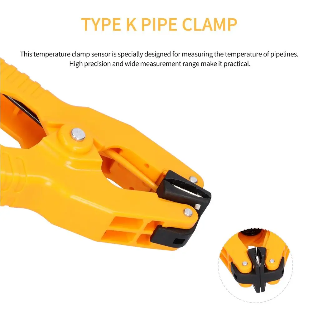 HT-05 K-Type Pipe Probe Thermocouple Measurement Clamp -40~ 200°C Lead Test Clip Thermometer Sensor Diagnostic Industrial