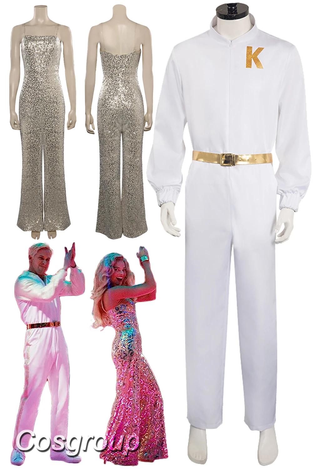 Ken Margot Cosplay Fantasia 80s Retro Disco Dance Wear 2023 Movie Barbei Costume Disguise Adult Couples Halloween Party Cloth