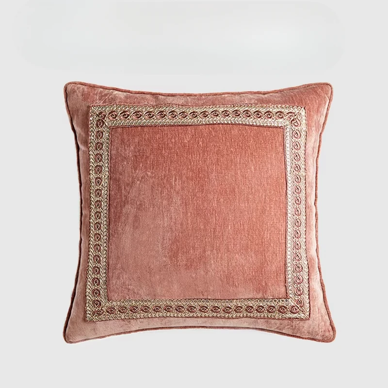 

European-Style Cushion Cover in Lotus Pink Luxury Cushion Cover for Prestigious Family Living Room Sofa Retro Style