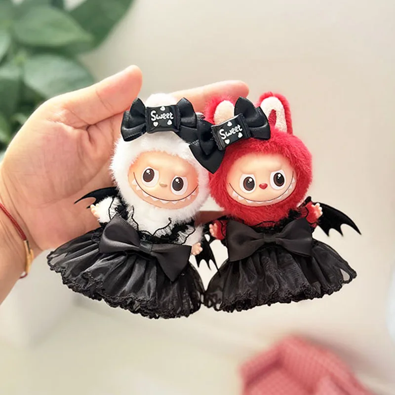 

Devil Style Black Dress Outfit for 4th Gen Labubu Heart Code Series Vinyl Pendant Doll (10cm), Christmas Changeable Clothes