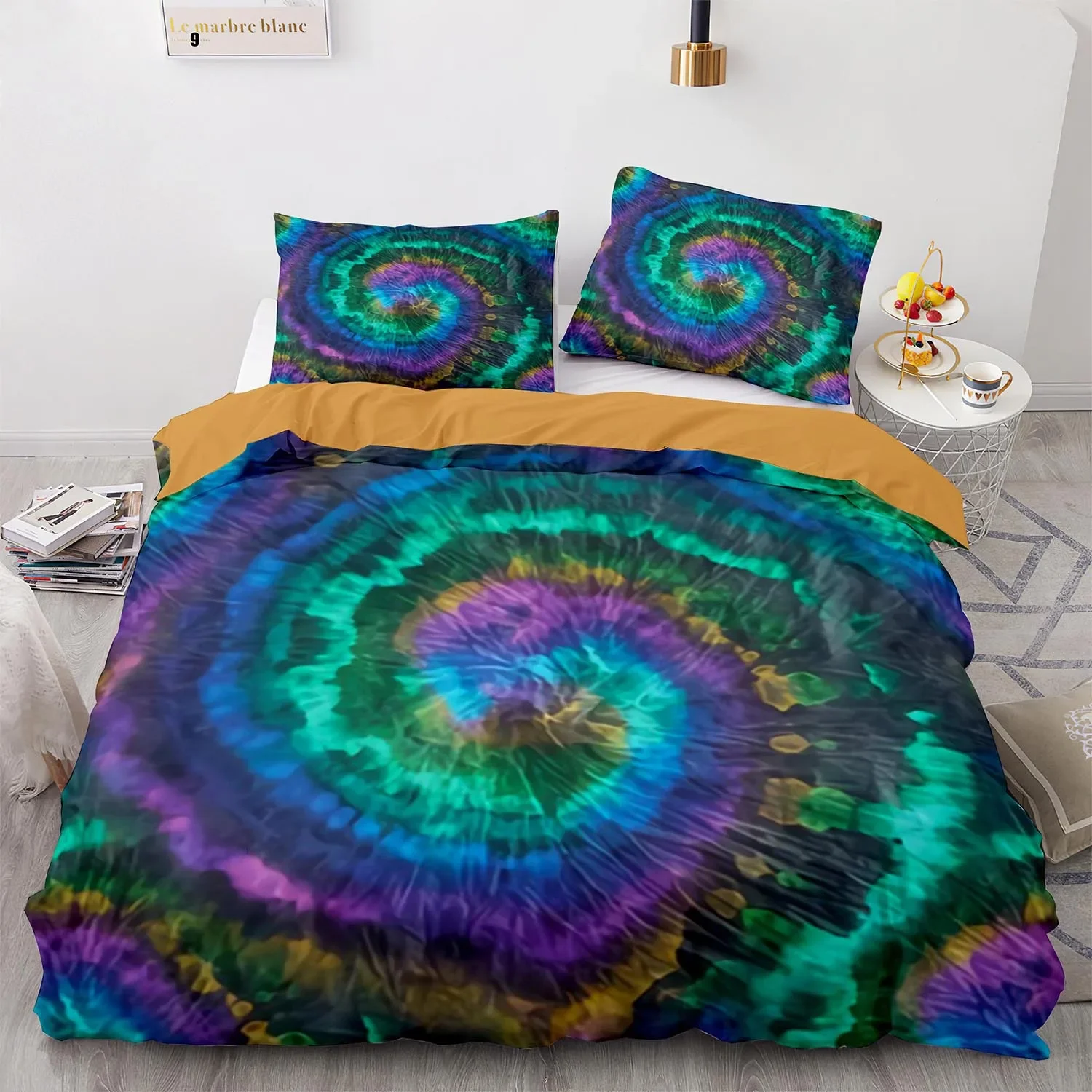 Tie Dye Duvet Cover Set Boho Psychedelic Bedding Set for Kids Boys Girls Teens Bohemian Gypsy Full Comforter Cover Exotic Spiral