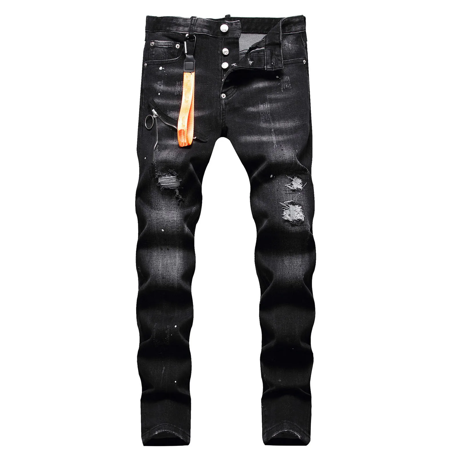 

Korean Popular Clothes Y2k Baggy Jeans Gothic Slim Fit Men'S Cycling Knee Brace Pants Denim Jeans Man‘S 2000s Casual Overalls
