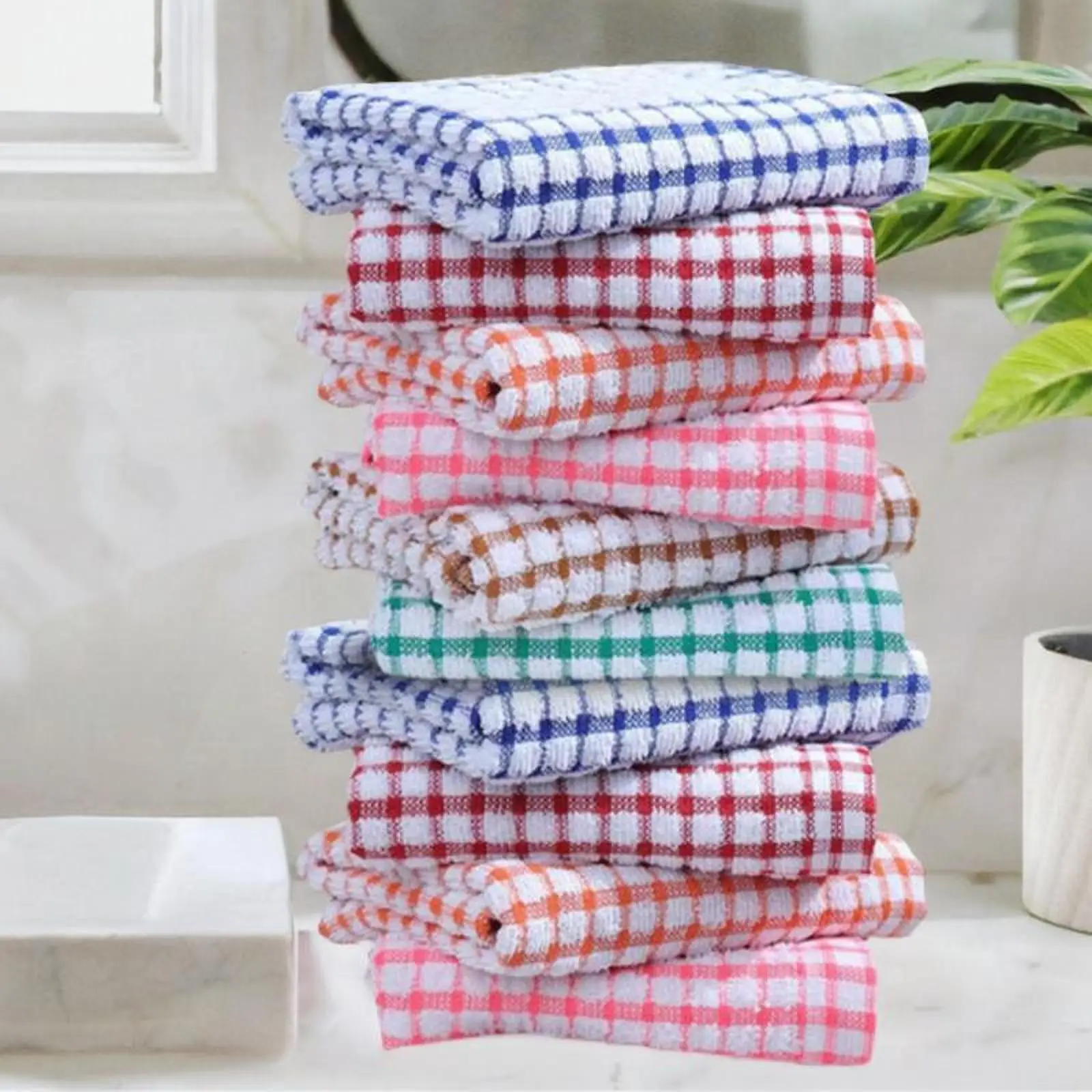 10 Pieces Dishcloth Soft Practical Kitchen Helper Absorbent Multifunctional Washcloths for Home Hotel Bathroom Apartment Dorm