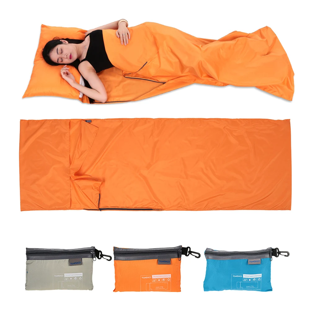 TOMSHOO 70*210CM Outdoor Travel Camping Hiking Polyester Pongee Healthy Sleeping Bag Liner with Pillowcase Business Trip Hotel