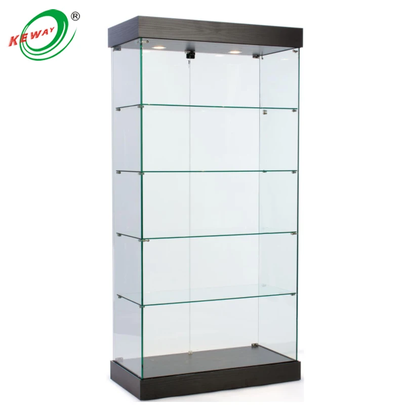 Custom. museumLED light lock MDF board panel wall display cabinet frameless glass full showcase