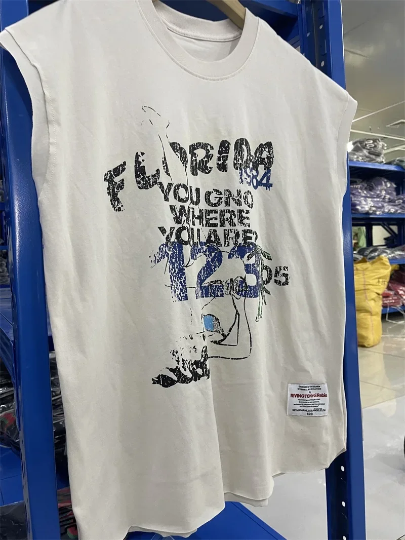 

Miami Limited Capsule Series RRR-123 T-Shirt Washed White Men Tank Tops Women 1:1 High Quality RRR123 Oversized T Shirt