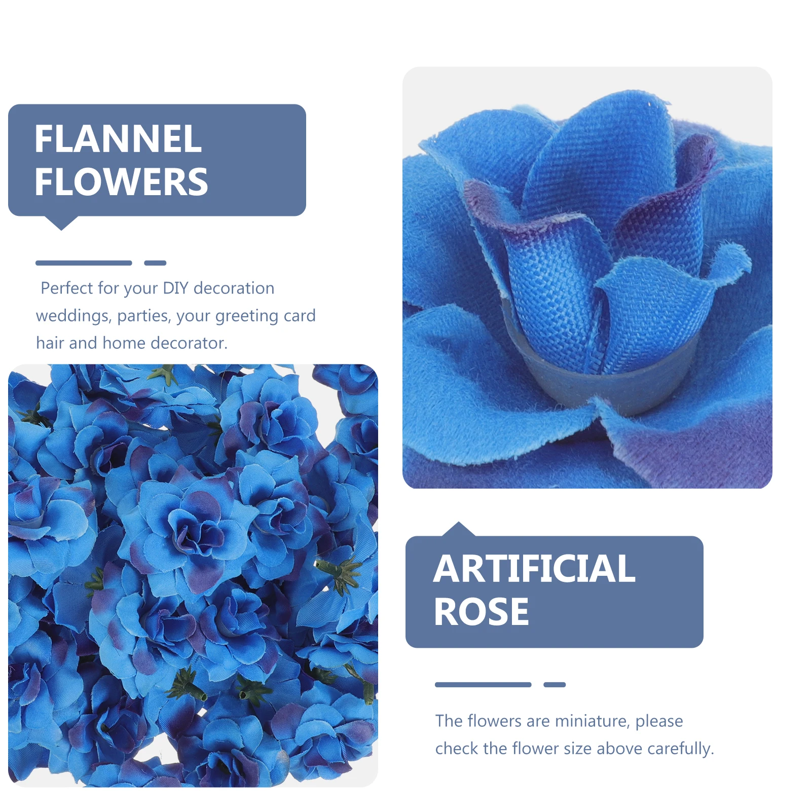 

50pcs Artificial Rose Flower Heads Silk Flannel Miniature H made Decor for Clips Hats Clothes Cards Weddings Parties