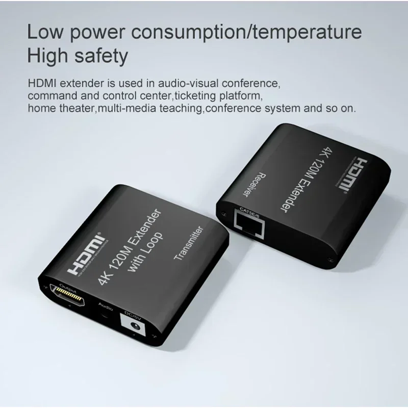 4K HDMIエクステンダー、シングルRJ45 Cat6ケーブル経由で120M、オーディオ出力付き、対照的に60M 1080P HDMIイーサネットエクステンダー、PC、ラップトップ、DVR、TV用
