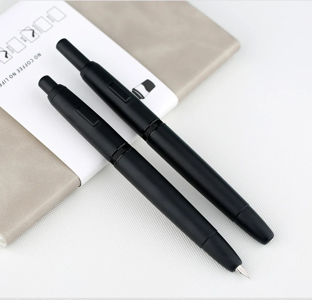 

2026 MAJOHN A1 Press Fountain Pen Retractable Extra Fine Fine Nib 0.4/0.5mm Metal Matte Black Ink Pen with Converter for Writing