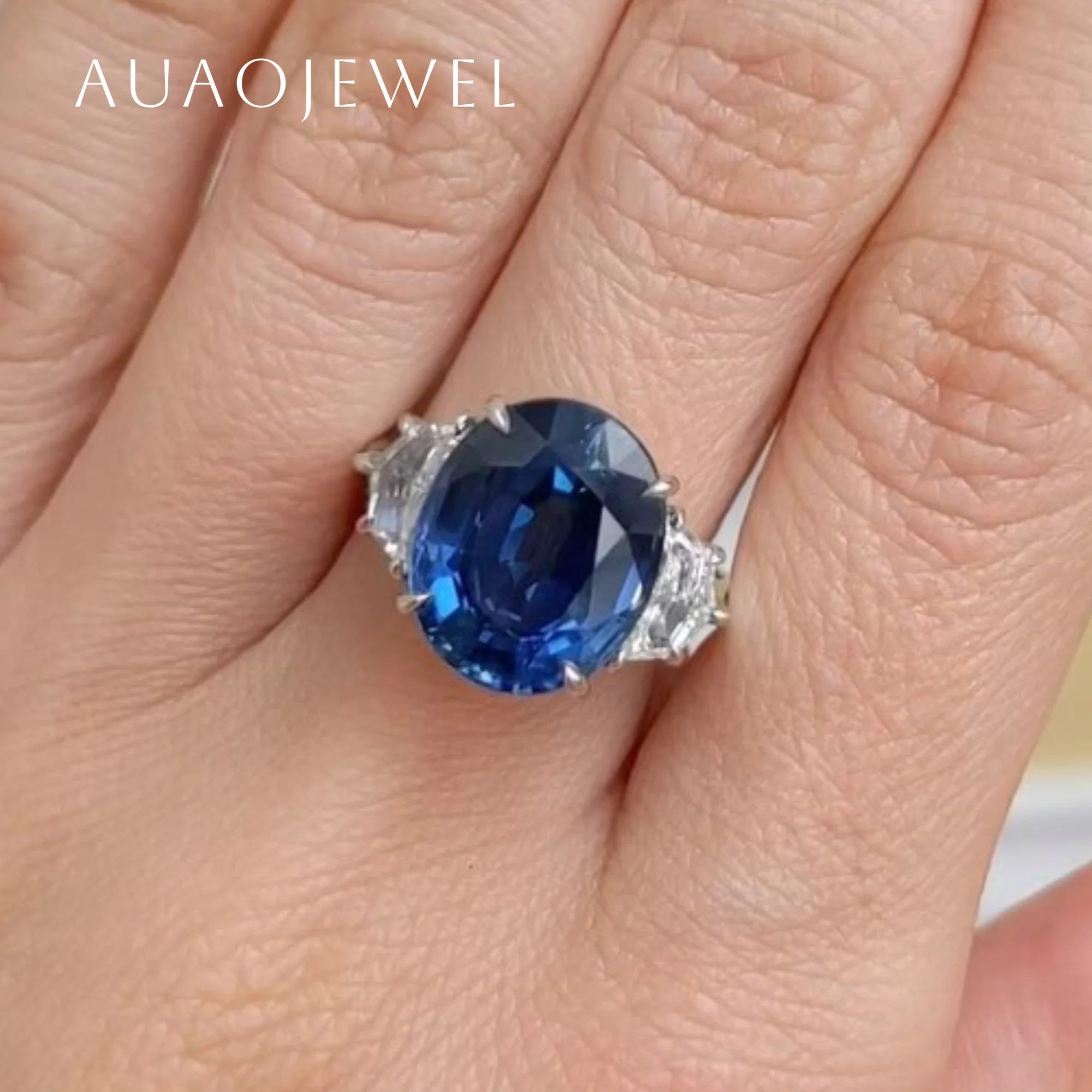 

AUAOJEWEL 8Carat Oval Lab Sapphire Fashion Ring Women Moissanite Jewelry 925 Silver Rings 14K 18K 9K 10K Solid Gold Gift