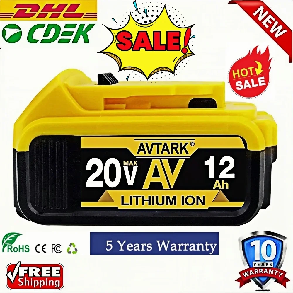 Upgrade your Tool\'s Performance with Newest Design 20V 6.0Ah 8.0Ah Battery Pack Compatible with for DeWalt DCB205 DCB201 DCB203