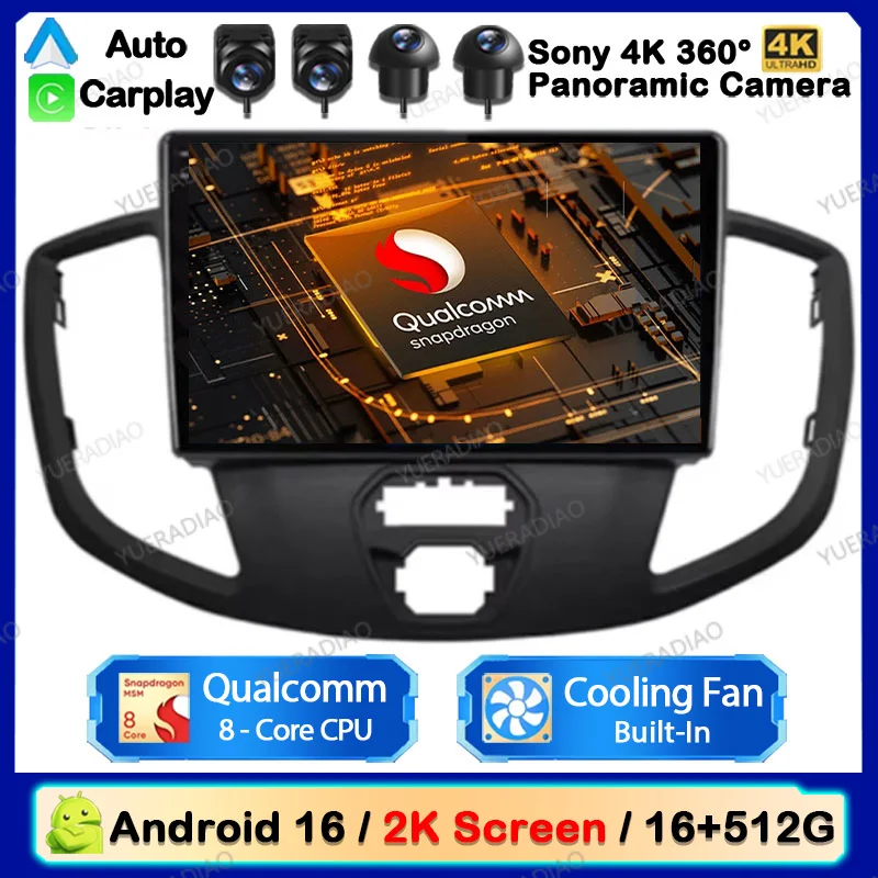 Android 16 Car Radio For Ford Transit 2015 - 2018 Multimedia Stereo Video Player NAVI GPS Carplay Android Auto 4G WIFI Head Unit