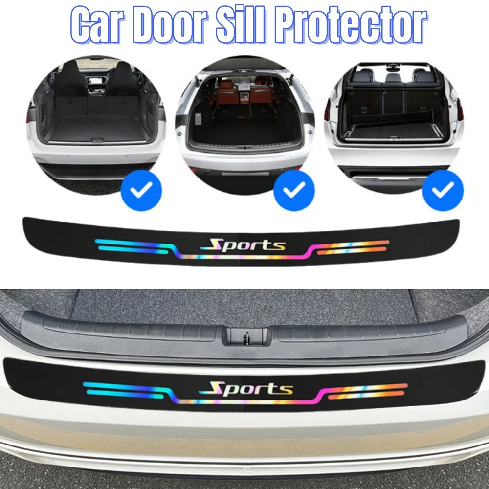 

Защитная наклейка на порог автомобиля, лазерные спортивные наклейки для стайлинга, наклейка на край багажника автомобиля, красочные защитные наклейки на задний бампер автомобиля