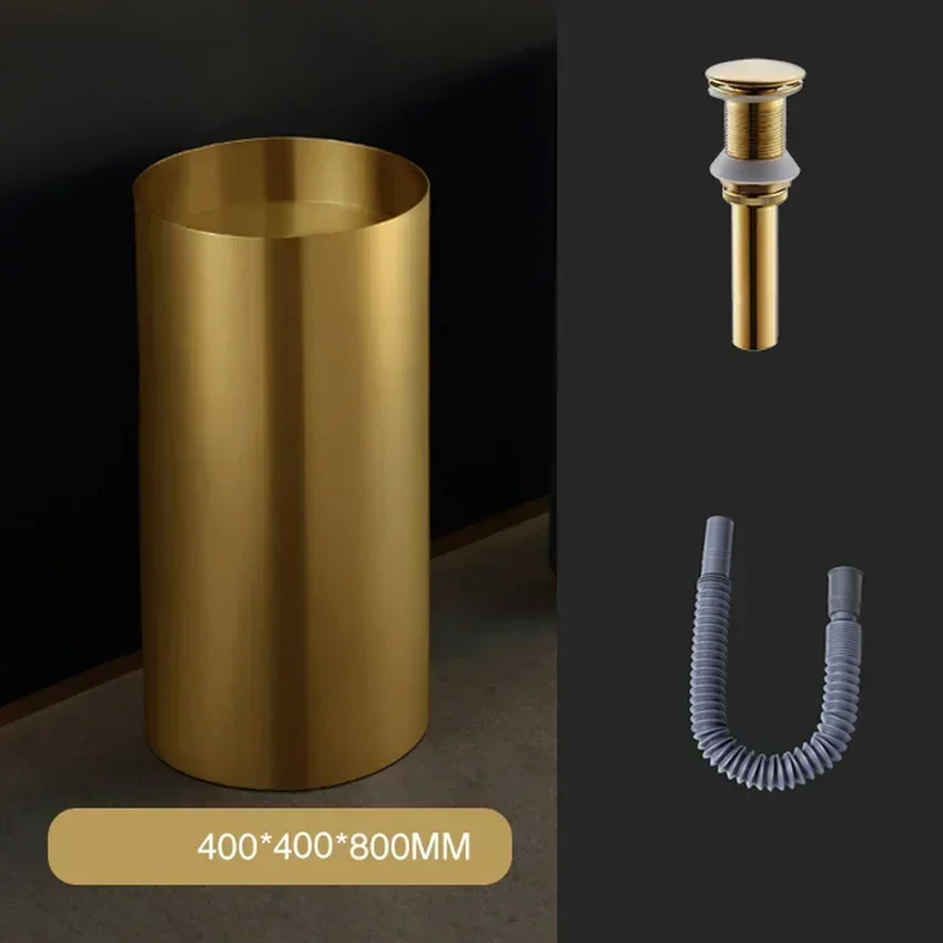 

Stainless Steel Wash Basin Floor-standing+Faucet+Copper Drain+Drain Pipe+70CM Inlet Pipe Light Luxury Bathroom Basin 80*40CM