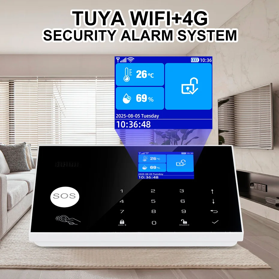 

KERUI 4G Alarm System with Wired Zones GSM WiFi Home Alarm Security Work with Alexa Tuya Smart 433Mhz Motion Detector Sensor G34