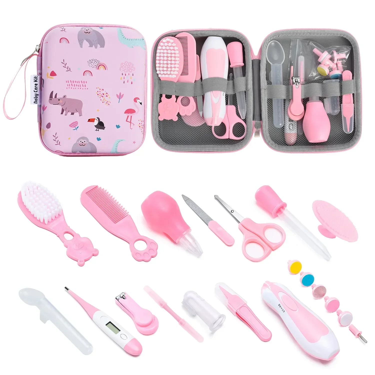 

Infant Safety Brush Comb 20pcs Baby Healthcare and Grooming Kit for Newborn Kids Care Set with Hair Nail Clipper Nasal Aspirator