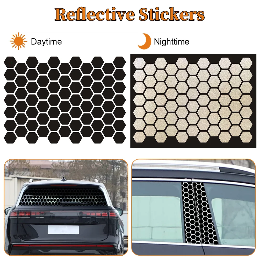 

Hexagonal Reflective Stickers Helmet Safety Decal Bicycle Motorcycle Universal Black Retroreflective Film Adhesive Stickers