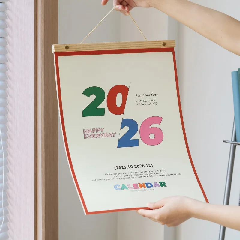

Календарь на 2026 в корейском стиле, украшение для спальни, дома, красочный календарь, план расписания, украшение для стола, стены, фотографии, реквизит