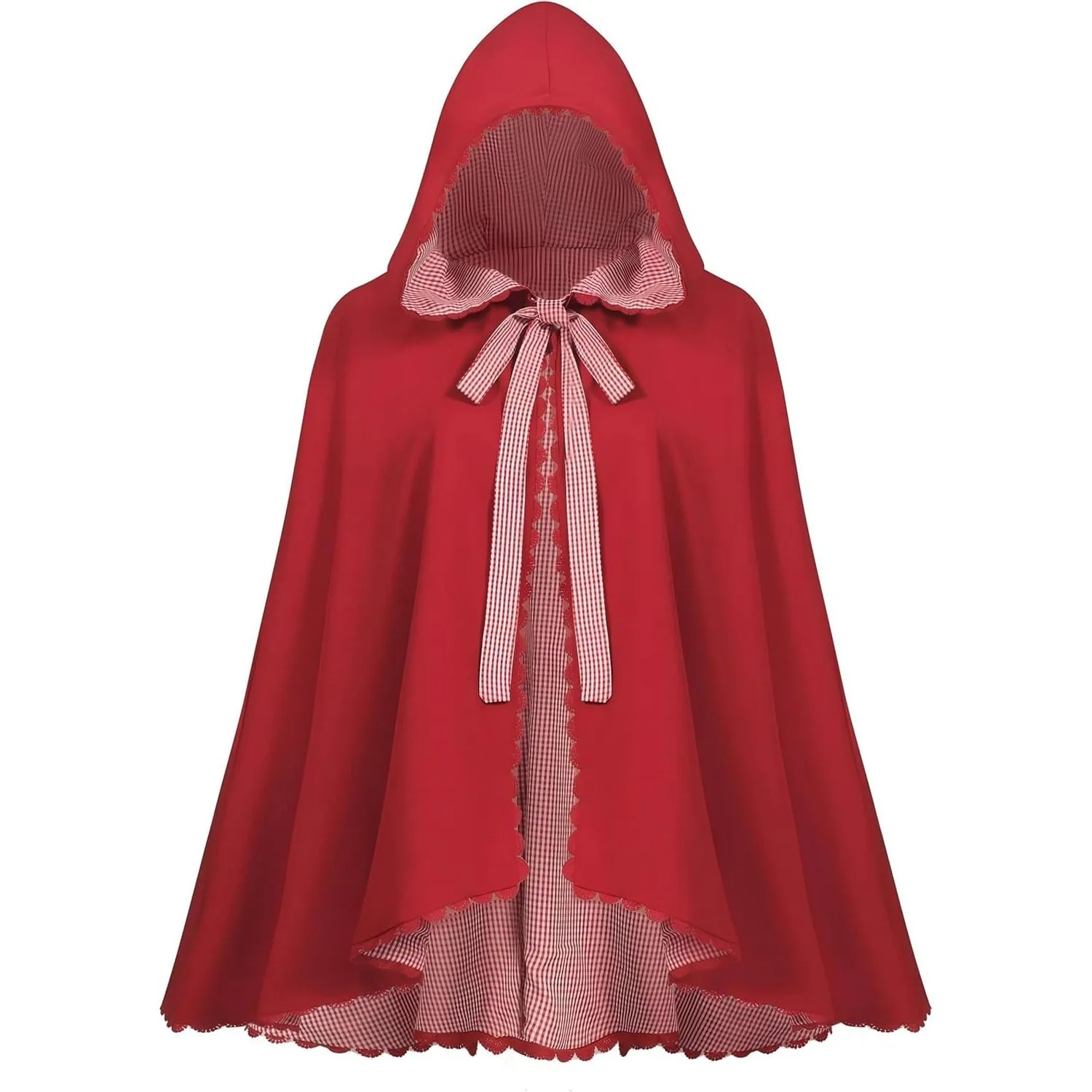 

Red Plaid Cape Women's Double Layer Open Cardigan Robe Costume for Halloween Christmas Autumn Fashionable Chinese Style