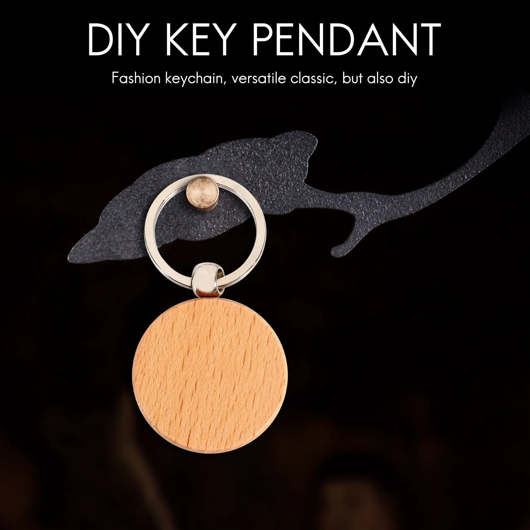 

Sensitive 20Pcs Blank Round Wooden Keychain DIY Wooden Keychain Key Tag Gift
