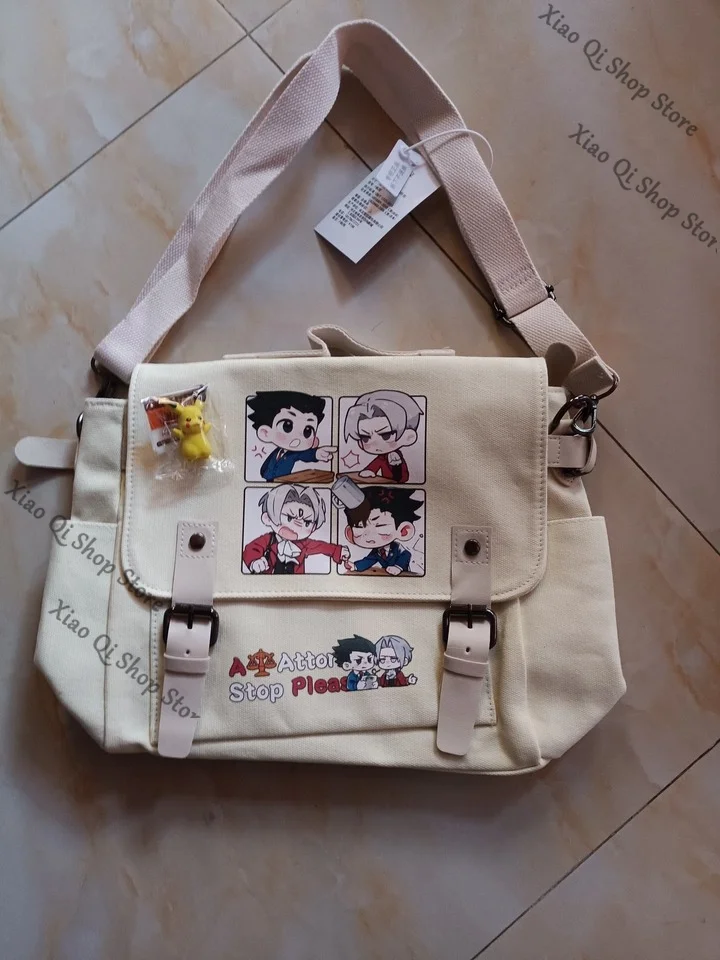 Ace Attorney Phoenix Wright 	 Sac d'école Miles Edgeworth Rat Jerky Cartoon High Definition, grande capacité, en toile, design Q-cute