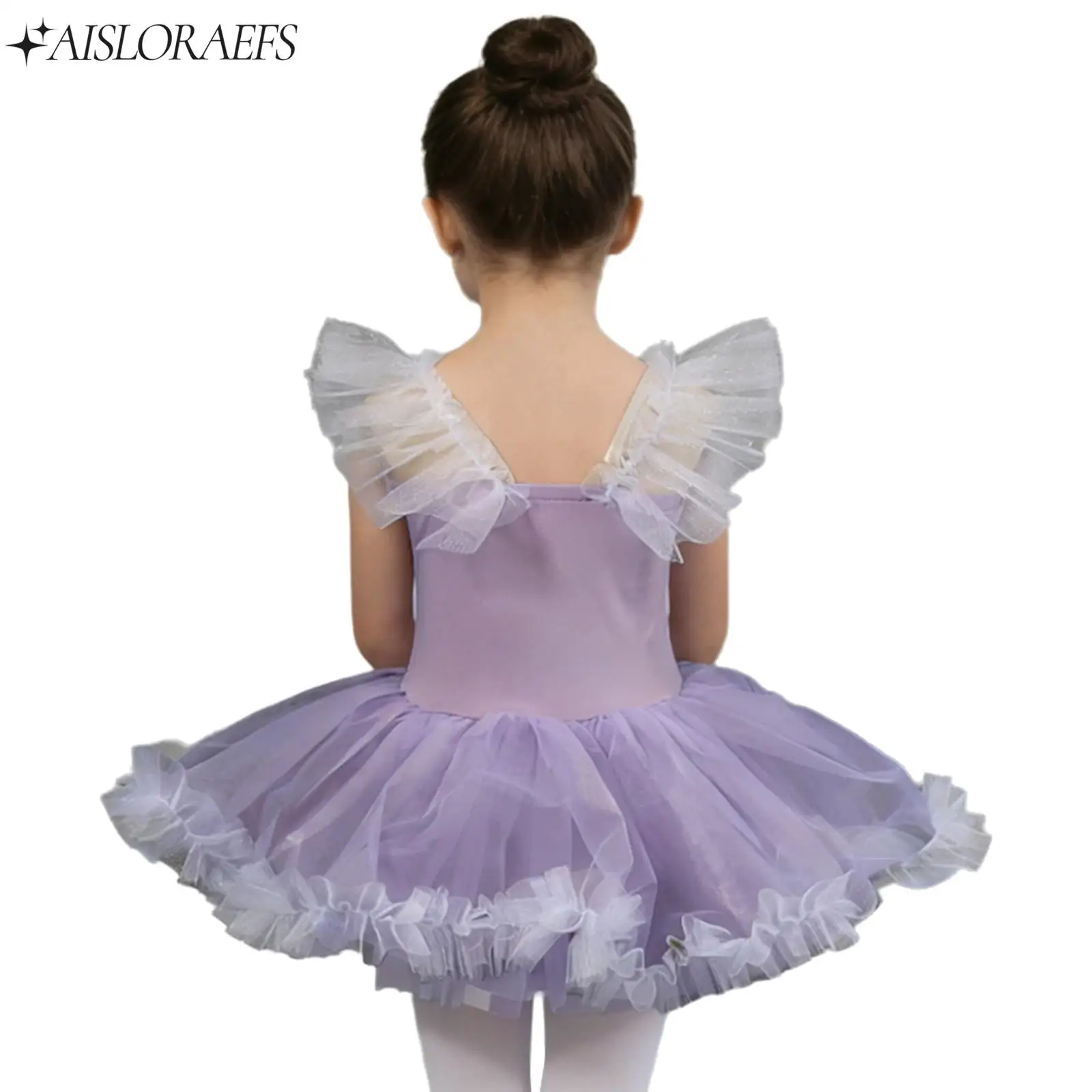 

Kids Girls Glitter Sequins Princess Sleeve Bodice Tulle Tutu Dress Ballet Gymnastics Costume for Stage Performance Daily Dance