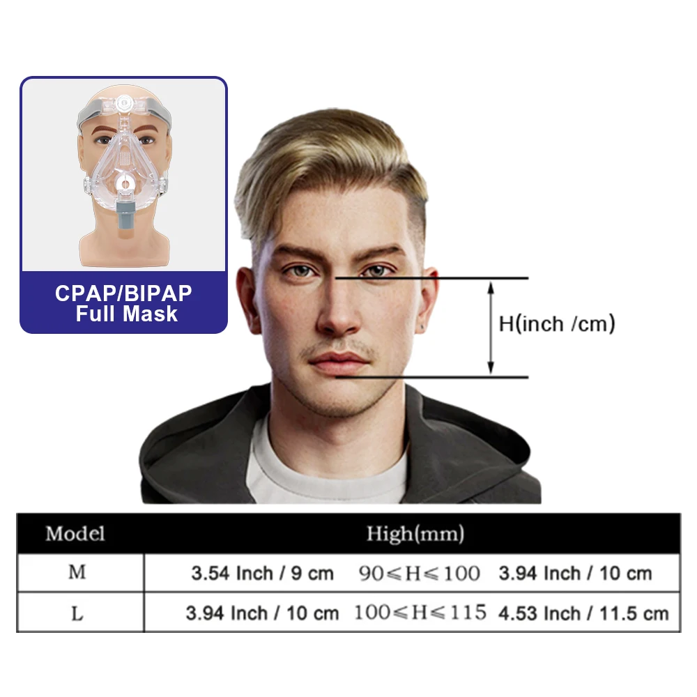 CPAP Full Face Mask  Mouth Nasal Mask for Auto BiPAP CPAP with Headgear for Sleep Apnea Anti Snoring