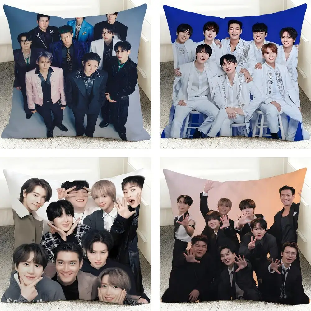 Kpop Group S-Super Junior Cushion Cover Soft Short Plush Pillow Case Cushion Cover for Living Room Sofa Decor
