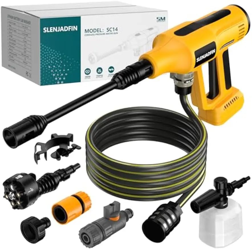 

Беспроводная мойка высокого давления на 700 фунтов на квадратный дюйм с насадкой 6 в 1 и пенопластовой пушкой для очистки автомобиля, пола, забора