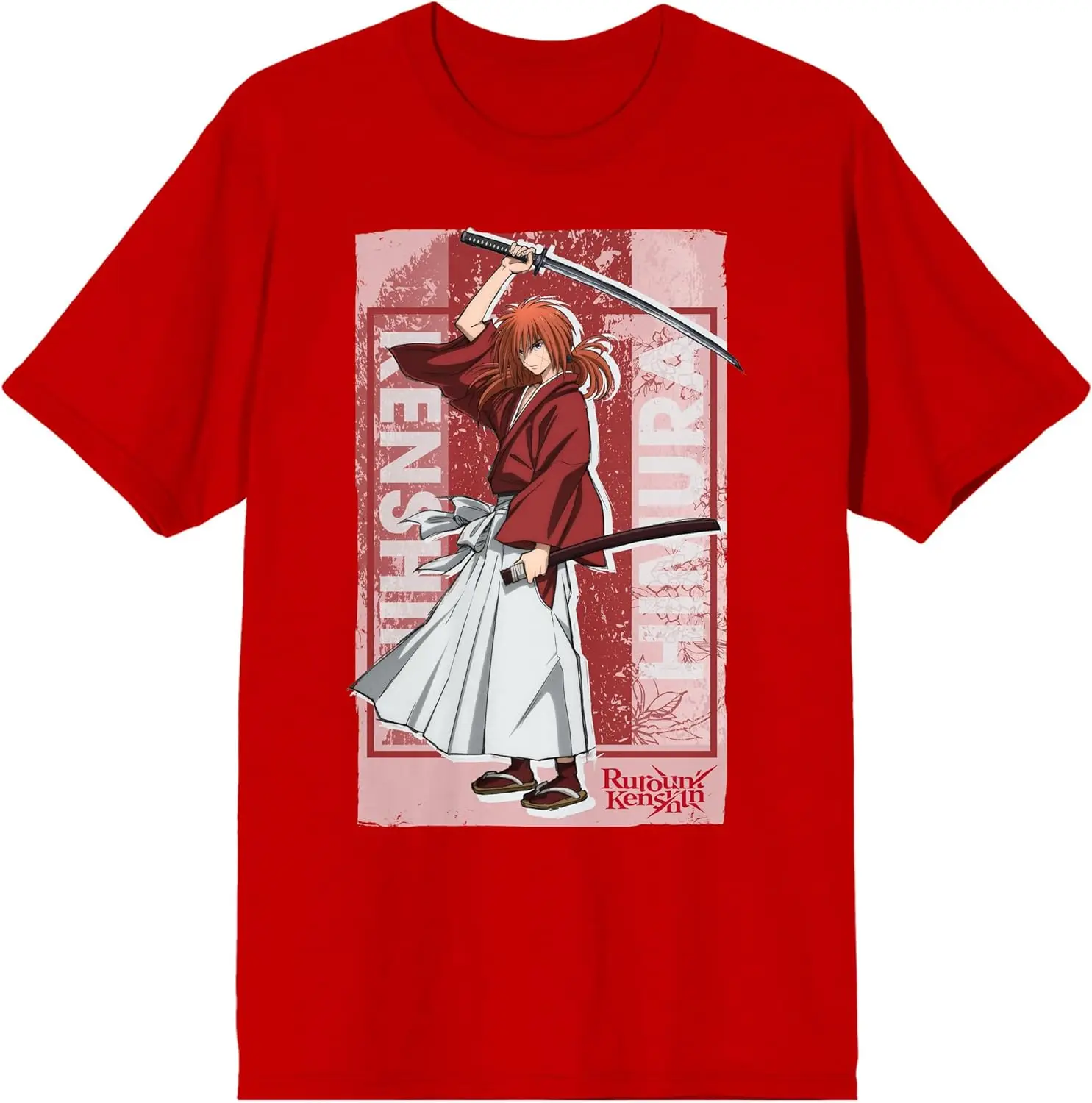 Casual Streetwear Rurouni Kenshin Himura Crew Neck Short Sleeve Red Men's T-Shirt