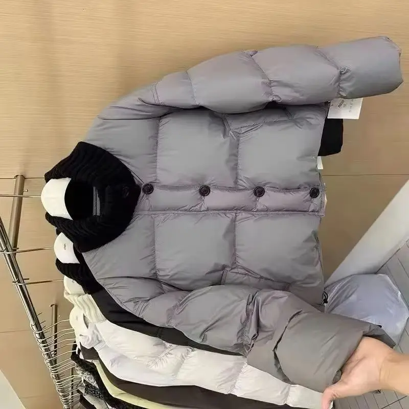

Женская пуховая хлопковая куртка, зимняя новая свободная парка-стойка, женское пальто, корейская короткая утепленная теплая верхняя одежда с хлопковой подкладкой, женские топы