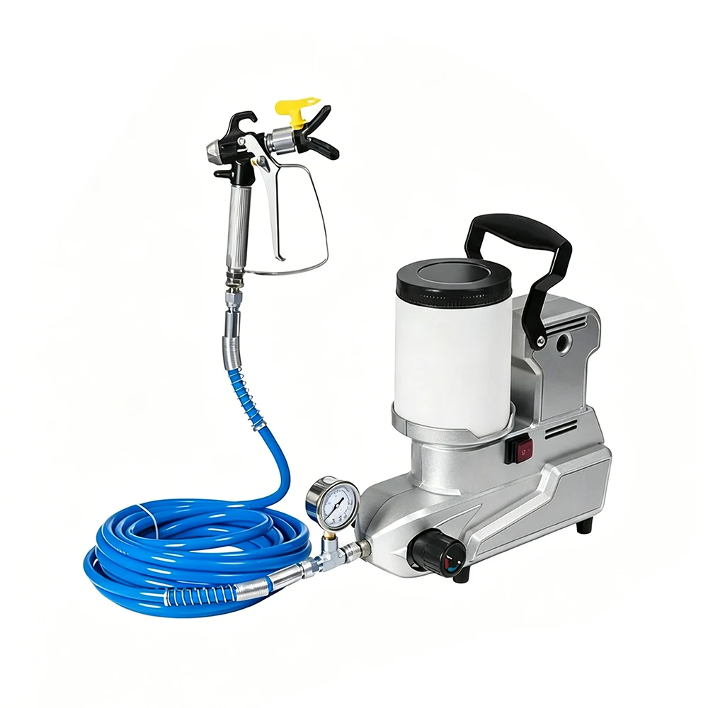 Podofo 1600W 2.5L/min Elektryczny pistolet do malowania bezpowietrznego z wężem 5m, wysokociśnieniowy opryskiwacz do ścian, maszyna do malowania domu DIY do farb lateksowych, mebli, ogrodzeń, powłok — 2
