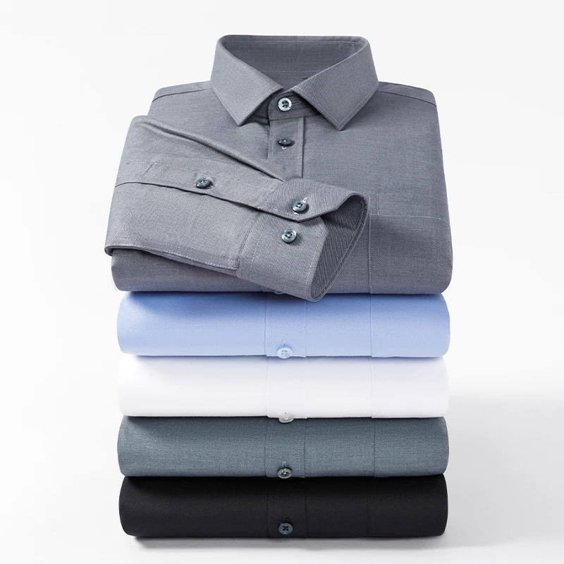 

Hight quality winter warm Thickene duck down long sleeve shirts for men slim fit formal shirts soft solid color office clothes