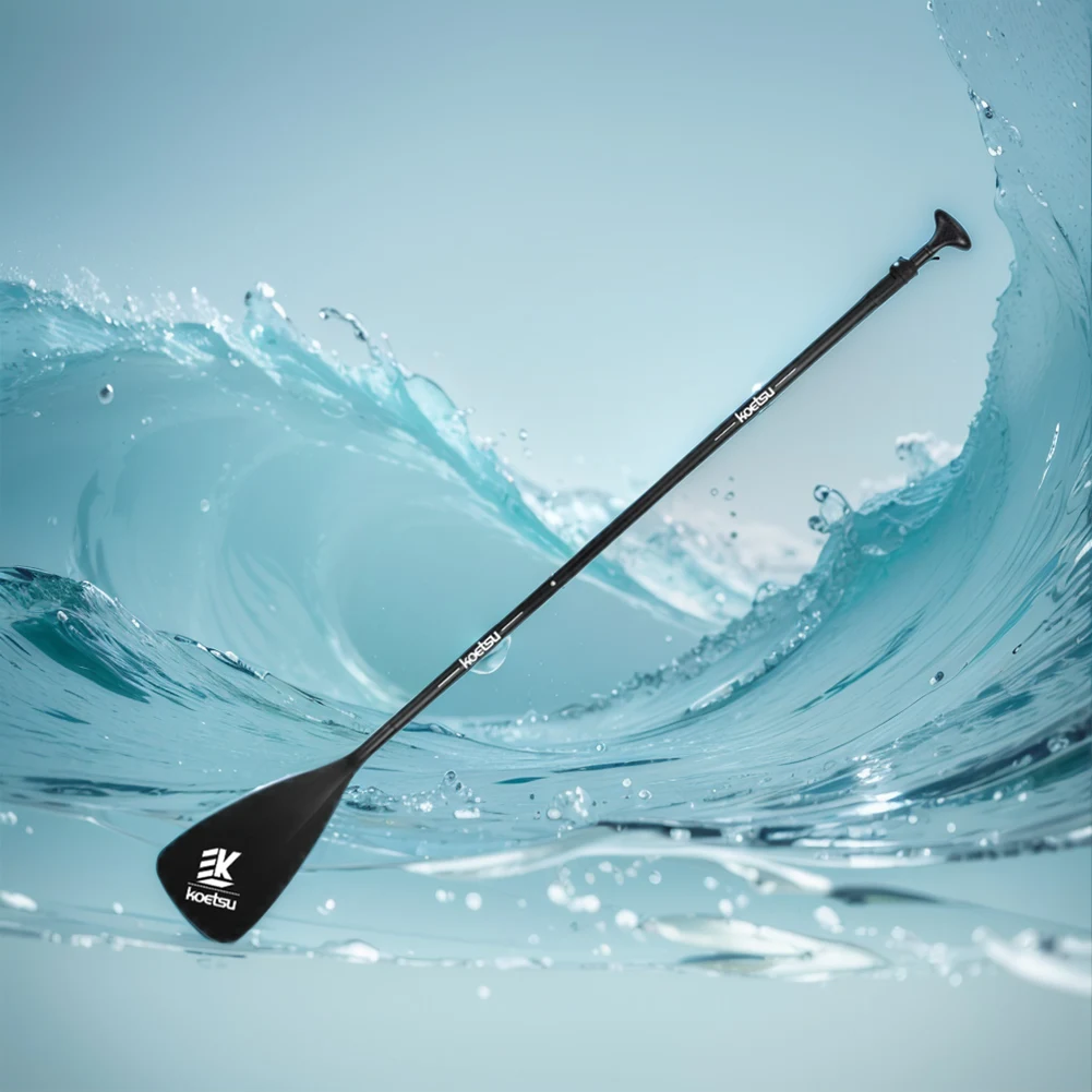 3-Piece Detachable SUP Paddle Adjustable Length SUP Surfpaddle Aluminum Alloy Single Head Paddle for Outdoor Water Sports